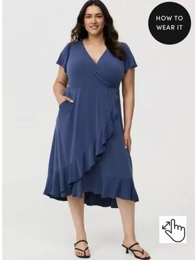NWT Torrid Blue Surplice Ruffle Dress